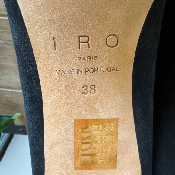 IRO The Stevie Gathered Slouch Black Suede Leather Heeled Boho Boots Size 38 / 7 - Picture 13 of 13